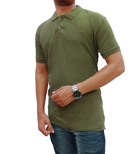 Solid Men Collar Knitted Cotton Brown TShirt