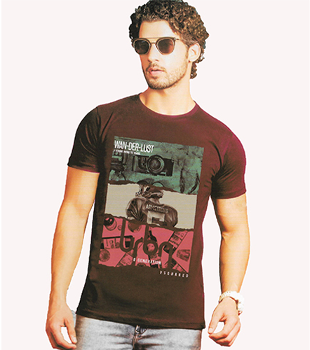 Round Graphic Cotton Men Maroon TShirt