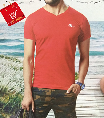 Red V-Shape Plane Cotton Men TShirt