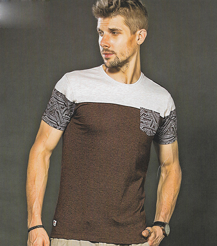 Brown Round Solid Cotton Men T-shirt