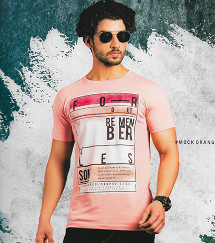 Light Pink Round Graphic Cotton Men T-shirt