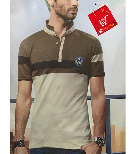 Multi Color Short Collar Solid Cotton Men T-shirt